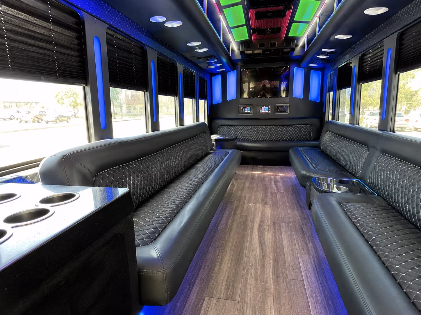 harlingen 15 passenger party bus inside