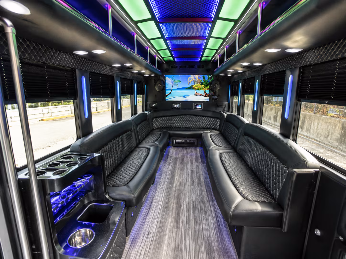 harlingen 18 passenger party bus inside