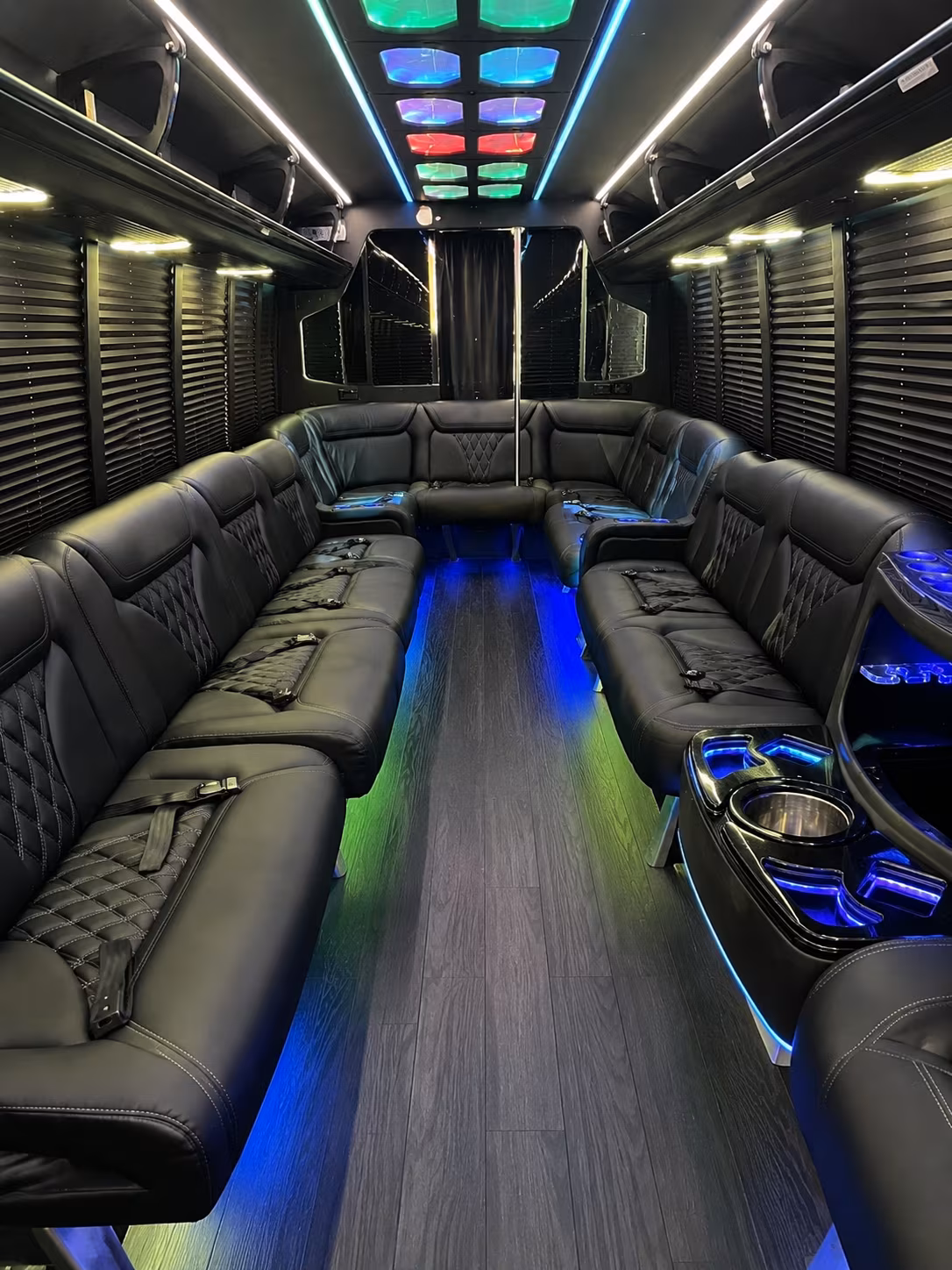 harlingen 20 passenger party bus interior