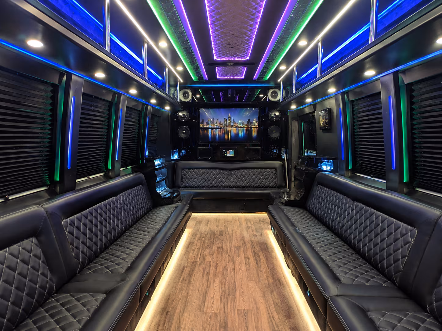 harlingen 25 passenger party bus interior