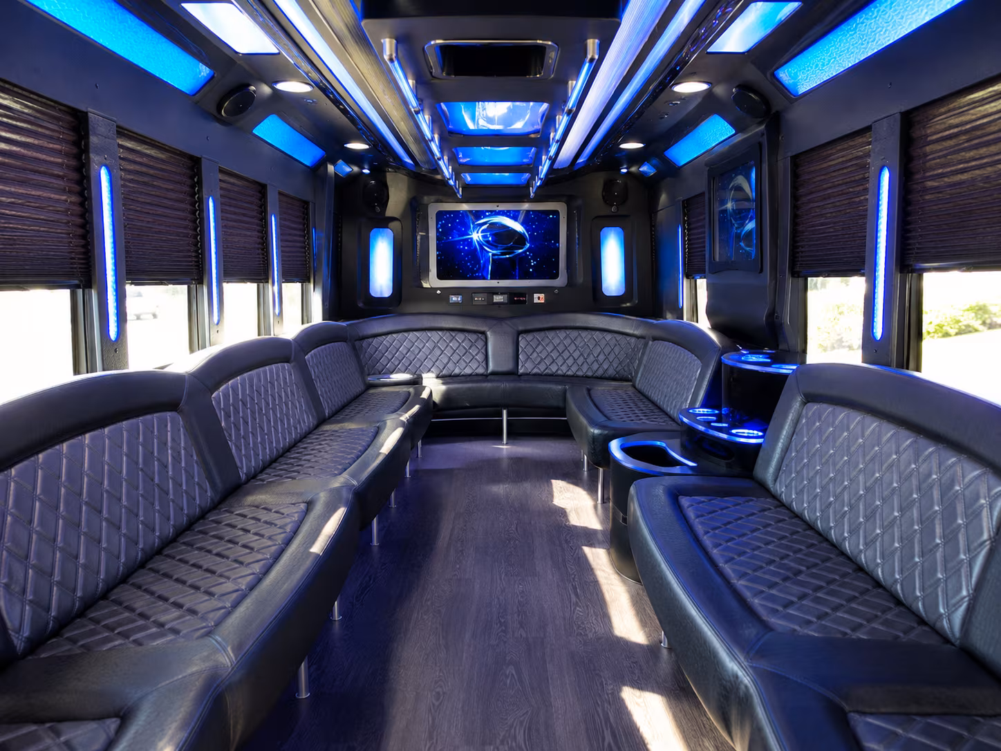 harlingen 28 passenger party bus inside