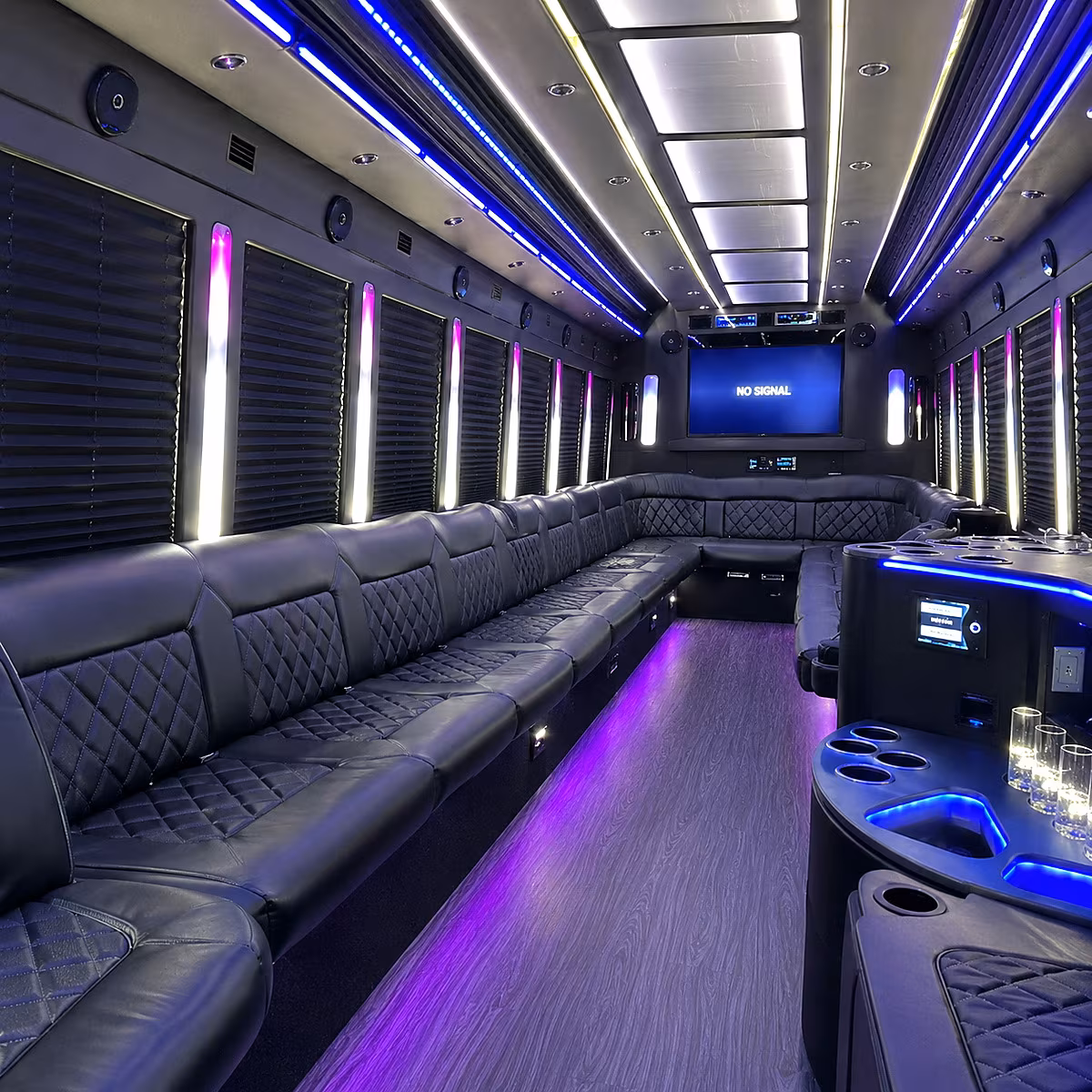 harlingen 30 passenger party bus inside