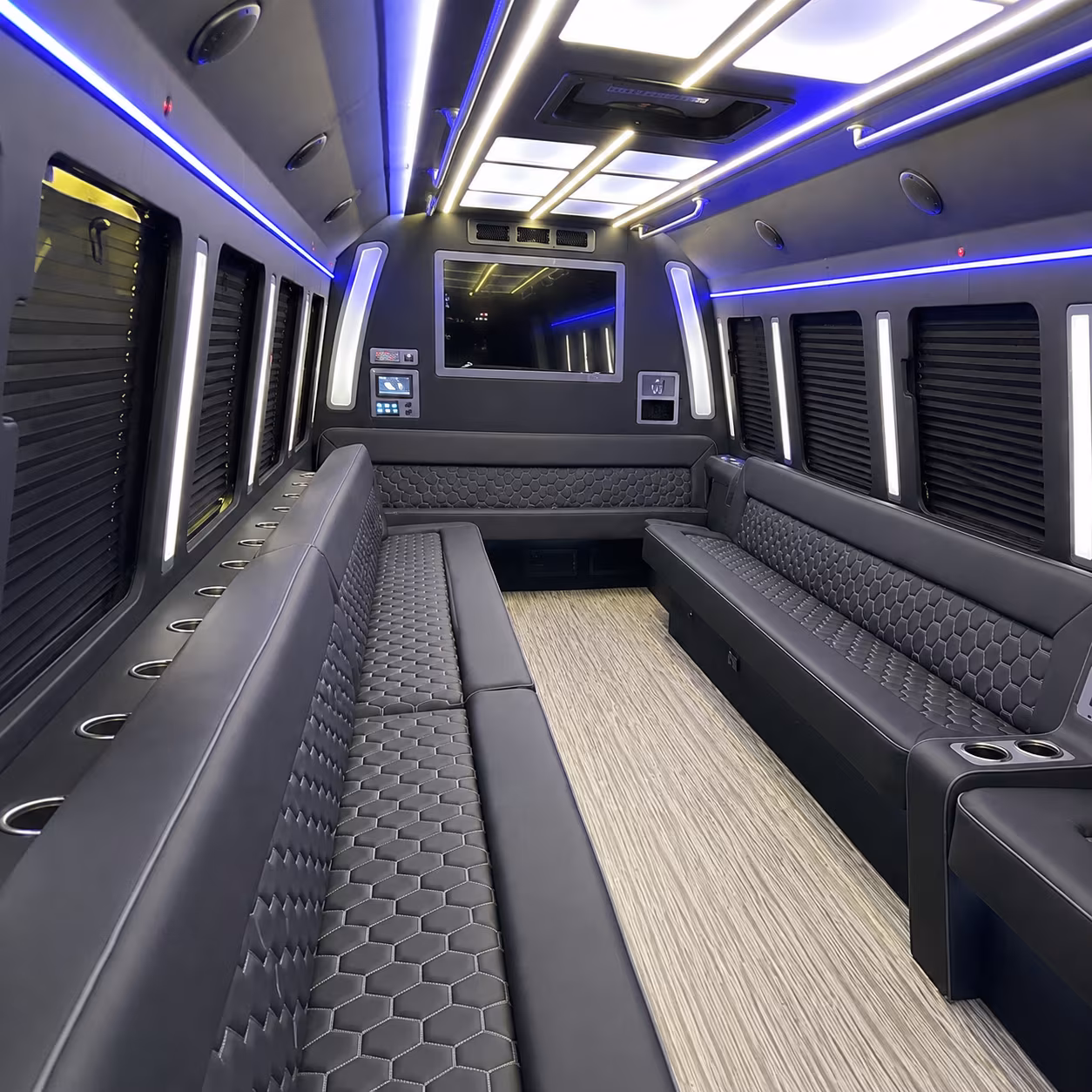 harlingen 40 passenger party bus inside