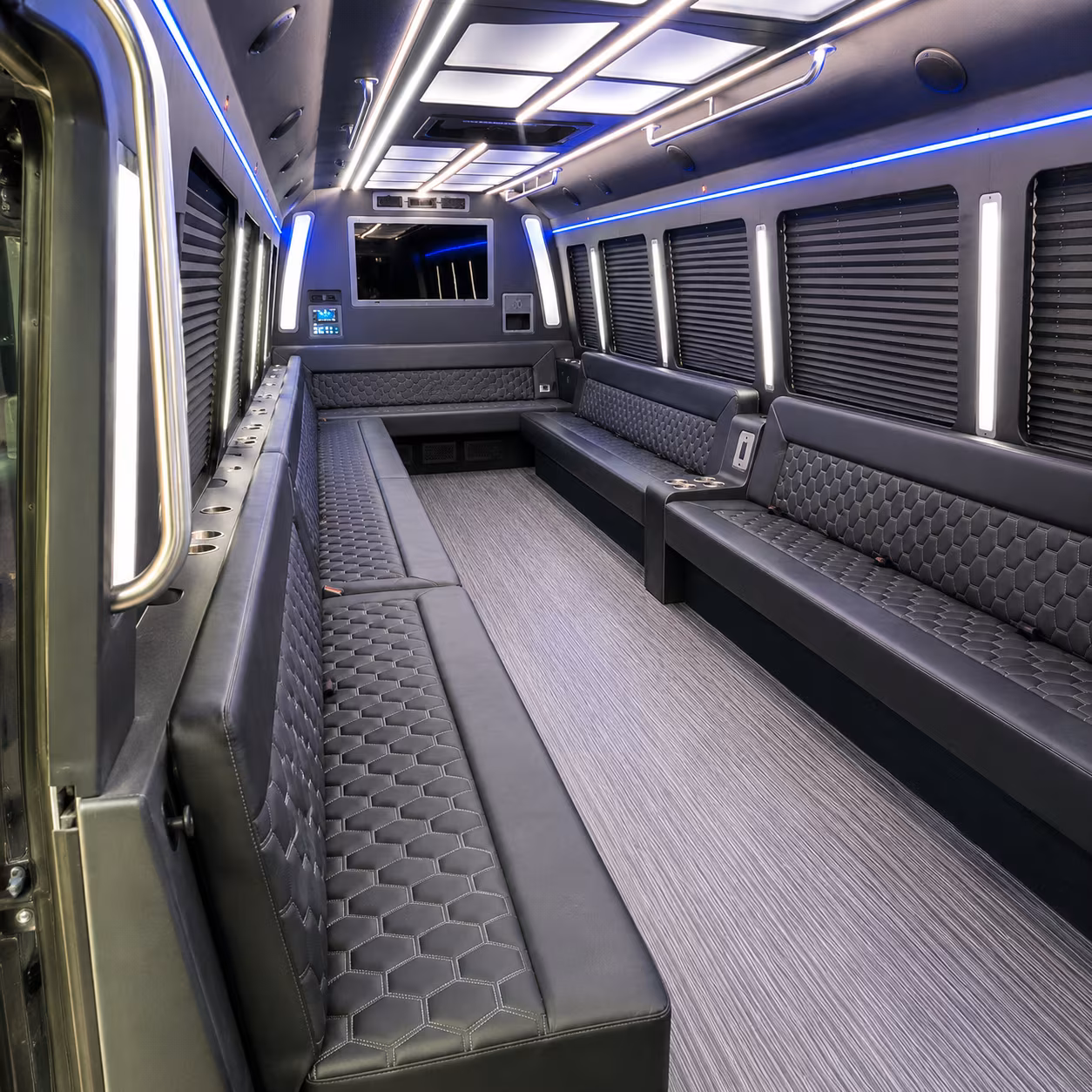 harlingen 40 passenger party bus interior