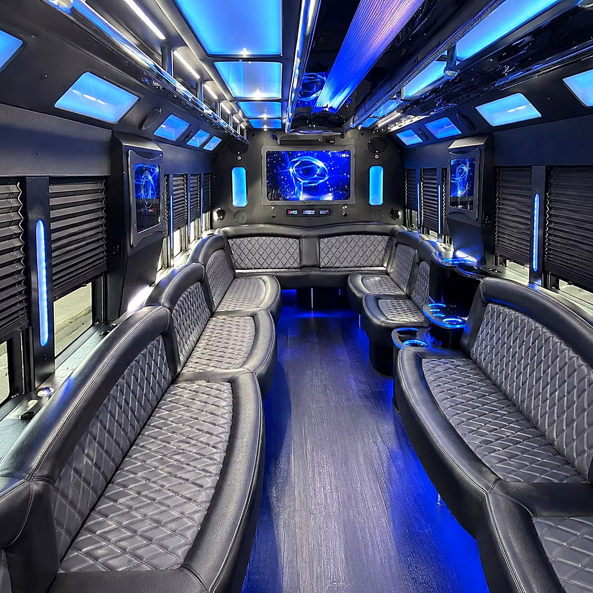 harlingen 50 passenger party bus interior